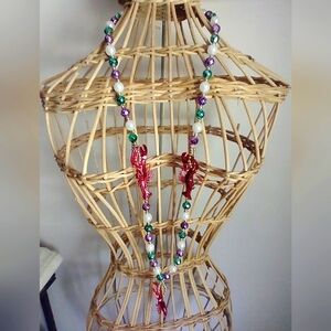 Colorful Crawfish Beaded Necklace Mardi Gras